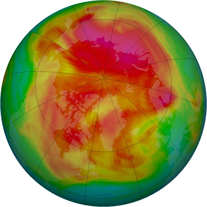 Arctic ozone map for 03 April 1985